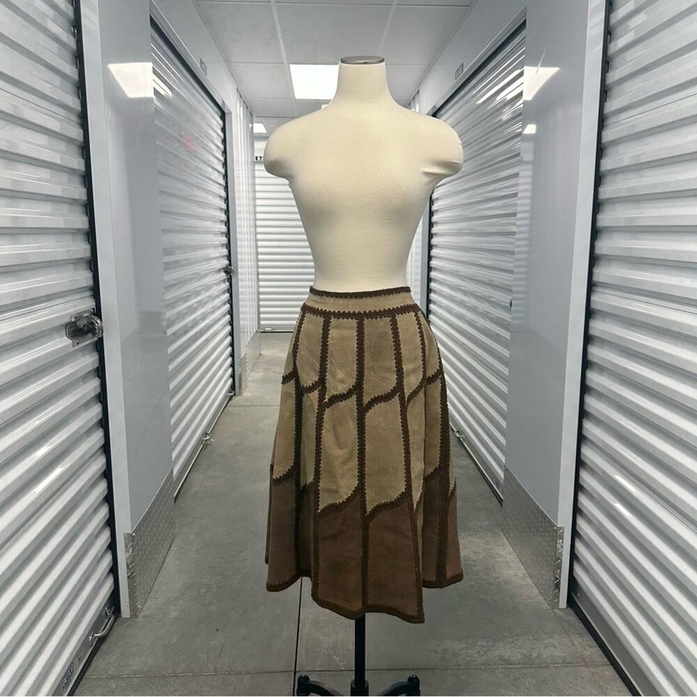 Vintage 70s young east brown suede a line skirt 13/14 - Picture 7 of 16